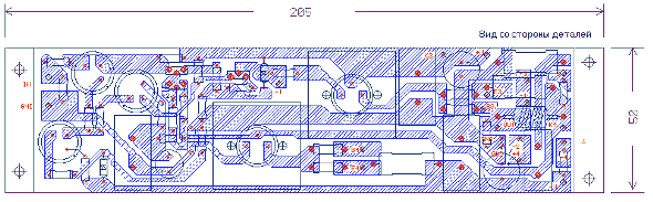 Чертеж печатной платы одного канала ИТУН